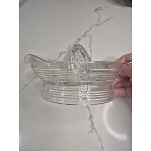 Vintage Clear Glass Citrus Juicer Manual Hand Reamer with Handle and Spout
